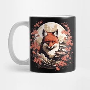 Red Fox Japanese Art with Sakura Trees Mug